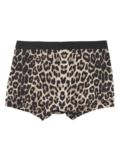 Shop Tom Ford Underwear Snow Leopard Print Boxer Briefs In Beige