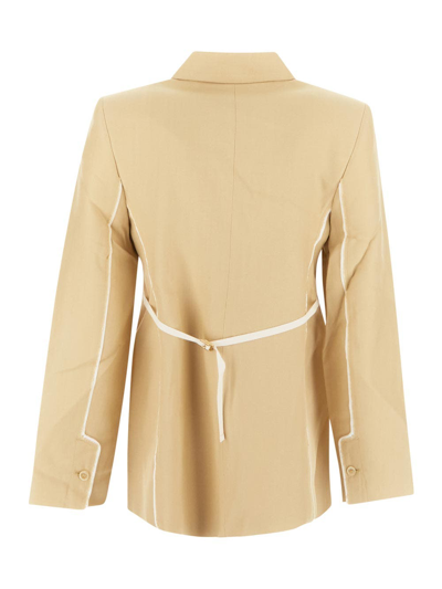 Shop Jacquemus La Veste Caraco Blazer In Beige