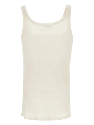Shop Saint Laurent Ribbed Tank Top In White