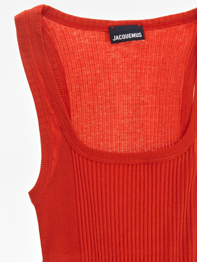 Shop Jacquemus Le Body Caraco Ribbed Bodysuit In Red