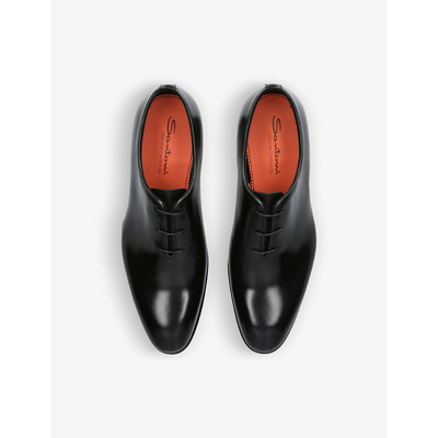 Shop Santoni Men's Black Carter Wholecut Leather Oxford Shoes