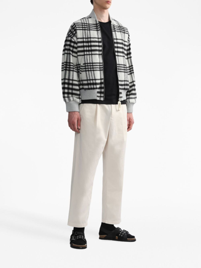 Shop Jw Anderson Checked Zipped Bomber Jacket In Grey