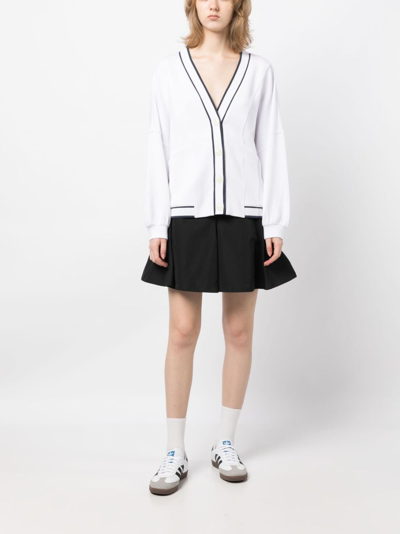 Varley Womens White Decker Contrast-piping Stretch-jersey Cardigan In White