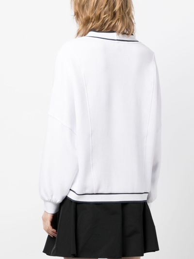 Shop Varley Two-tone Striped Buttoned Cardigan In White