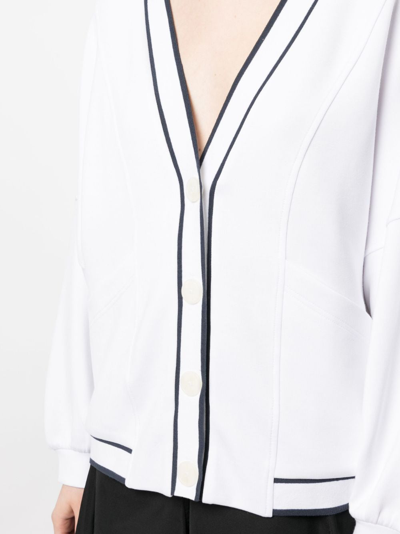 Shop Varley Two-tone Striped Buttoned Cardigan In White