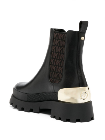 Shop Michael Michael Kors Rowan Leather Ankle Boots In Black