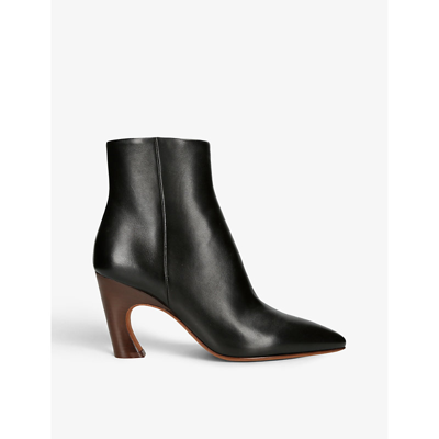 Shop Chloé Chloe Womens Black Oli Pointed-toe Leather Heeled Boots