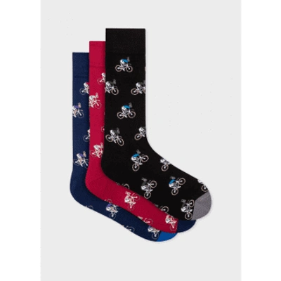 Shop Paul Smith Pack Of 3 Blue Red Black Rabbits Socks