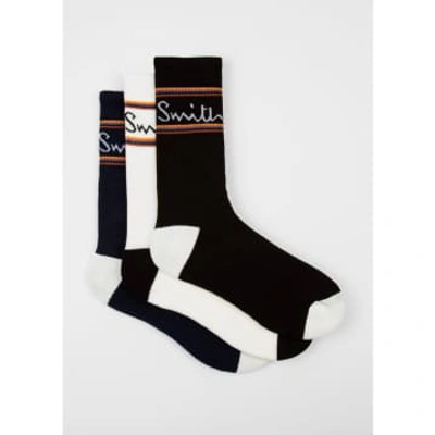 Shop Paul Smith Pack Of 3 Multicolor Script Logo Sport Socks