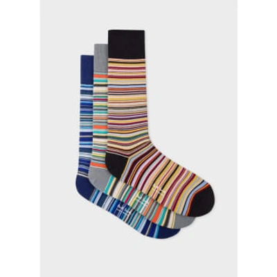 Shop Paul Smith Pack Of 3 Multicolour Classic Stripe Socks