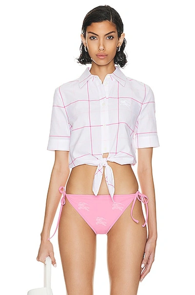 Shop Burberry Cropped Shirt In Bubblegum Pink Ip Pattern