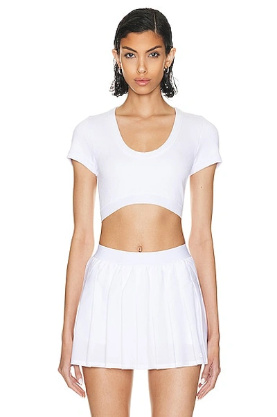 Shop Alo Yoga Seamless Ribbed Serene Short Sleeve In White