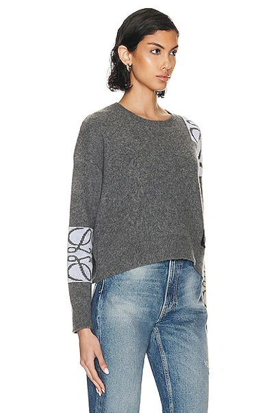 Shop Loewe Anagram Intarsia Sweater In Grey & Multi
