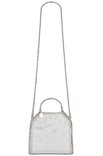 Shop Stella Mccartney All Over Crystal Falabella Tiny Tote Bag In Silver