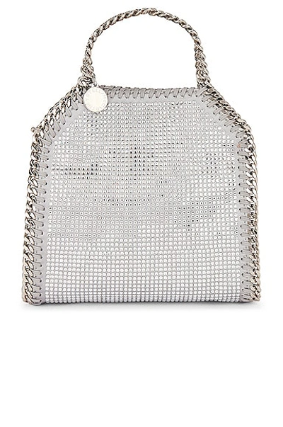 Shop Stella Mccartney All Over Crystal Falabella Tiny Tote Bag In Silver