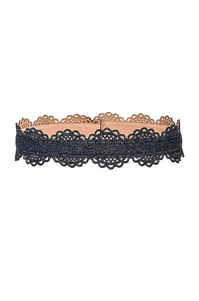 Alaïa Bustier Denim Belt In Bleu Denim