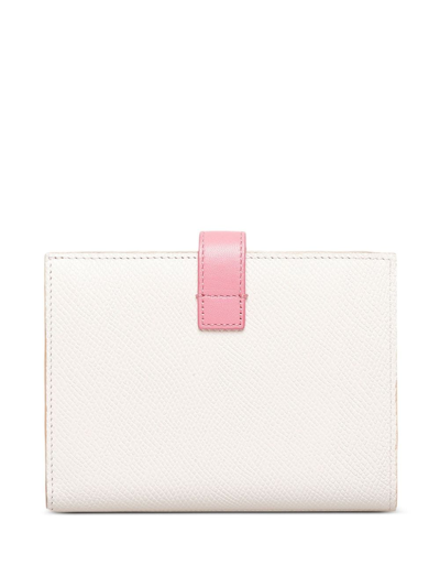 Pre-owned Celine Logo-stamp Leather Wallet In White