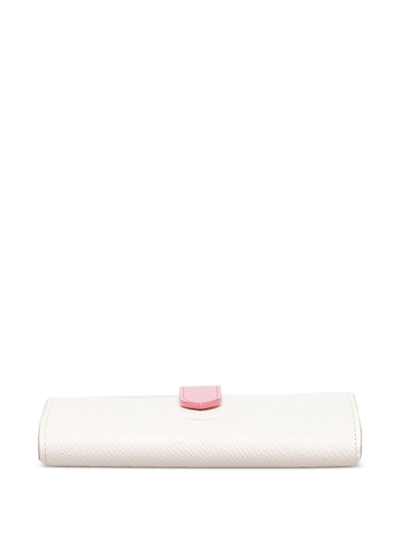 Pre-owned Celine Logo-stamp Leather Wallet In White