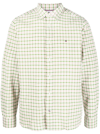Tommy Hilfiger Men's Oxford Multi Gingham Printed Regular Fit Shirt In Green
