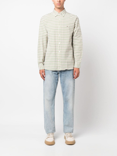 Tommy Hilfiger Men's Oxford Multi Gingham Printed Regular Fit Shirt In Green