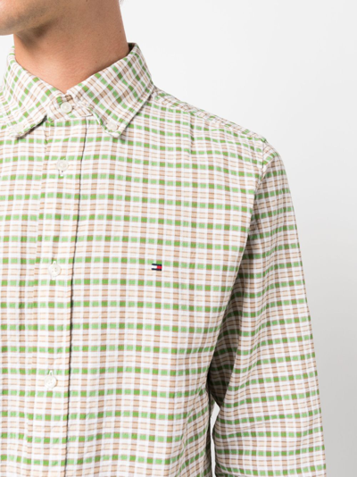 Tommy Hilfiger Men's Oxford Multi Gingham Printed Regular Fit Shirt In Green