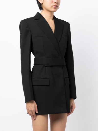 Shop Alexander Wang Logo-embroidered Belted Blazer Dress In Black