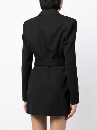 Shop Alexander Wang Logo-embroidered Belted Blazer Dress In Black