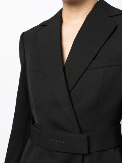 Shop Alexander Wang Logo-embroidered Belted Blazer Dress In Black