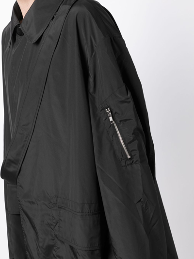 Shop Random Identities Strap-detail Midi Raincoat In Black
