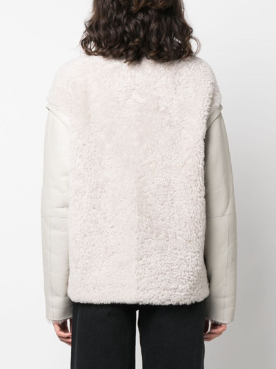 Shop Iro Marble Panelled Shearling Jacket In Neutrals
