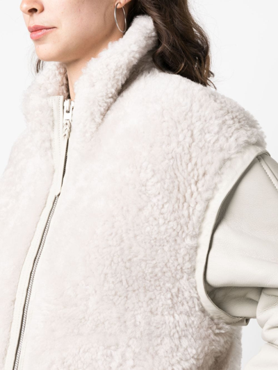 Shop Iro Marble Panelled Shearling Jacket In Neutrals