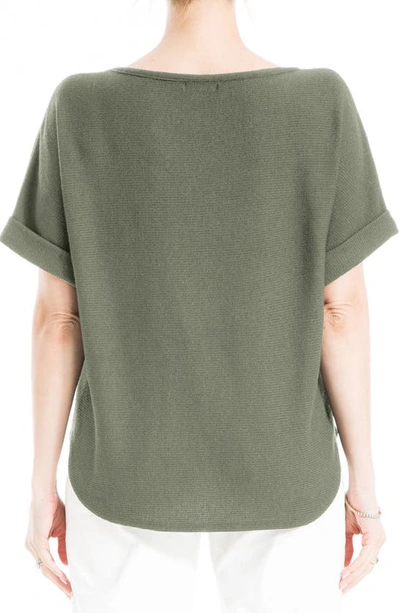 Max Studio Short Sleeve Ribbed T-shirt In Army