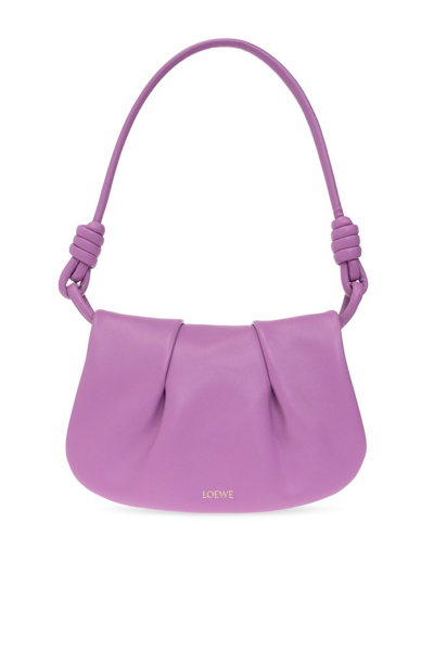 Shop Loewe Paseo Knot Detailed Shoulder Bag In Purple