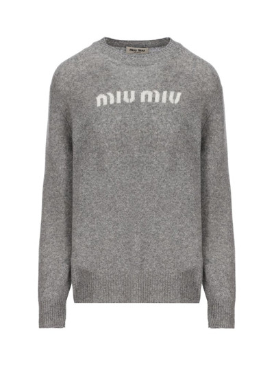 Shop Miu Miu Long In Grey