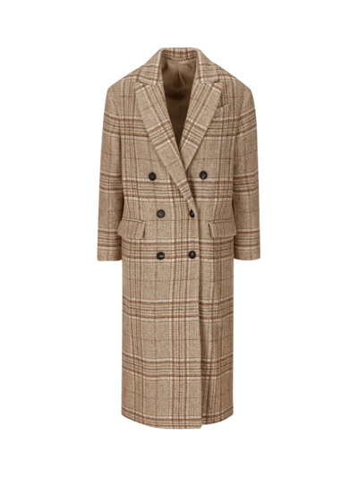 Shop Brunello Cucinelli Checkered Buttoned Coat In Multi