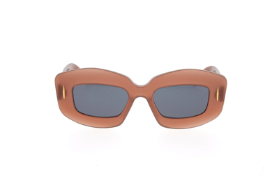 Shop Loewe Rectangle Frame Sunglasses In Beige