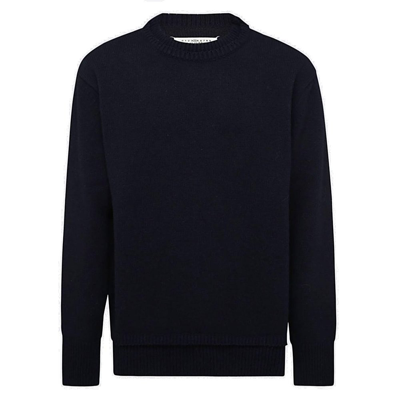 Shop Maison Margiela Classic Crewneck Knitted Jumper In Navy