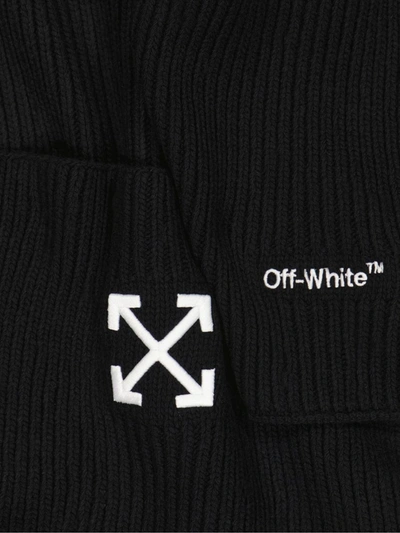 Shop Off-white Arrow Logo Ribbed Scarf In Black