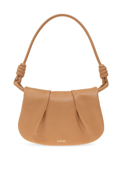 Shop Loewe Paseo Knot Detailed Shoulder Bag In Brown