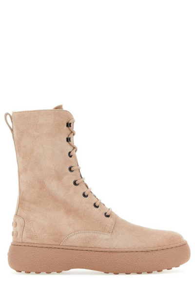 Shop Tod's Wg Round Toe Ankle Boots In Beige