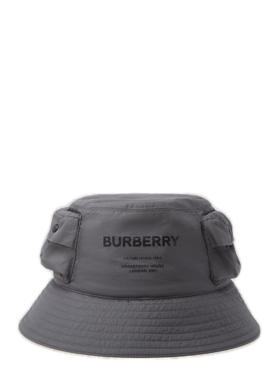 Shop Burberry Twin Pocket Bucket Hat In Grey