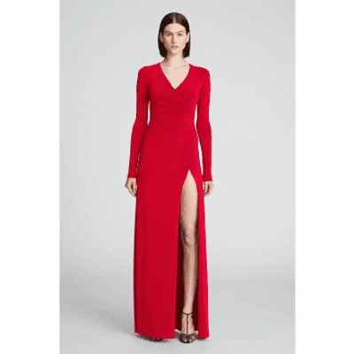 Shop Halston Red Jersey Sydney Gown