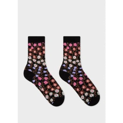 Shop Paul Smith Black Wanda Floral Socks