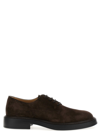 Shop Tod's Almond Toe Derby Shoes In Brown