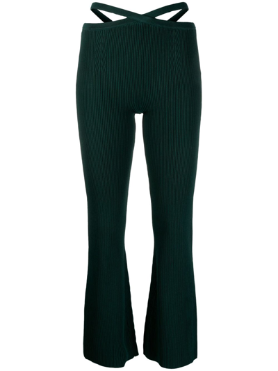 Shop Cult Gaia Ashton Ribbed-knit Trousers In Green