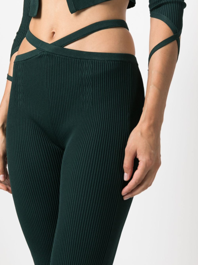 Shop Cult Gaia Ashton Ribbed-knit Trousers In Green