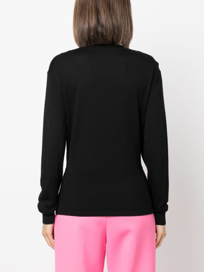 Shop Dorothee Schumacher Lace-detail Long-sleeve Wool Top In Black