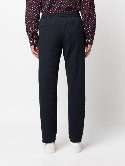 Shop Tommy Hilfiger Seersucker-texture Track Pants In Blue