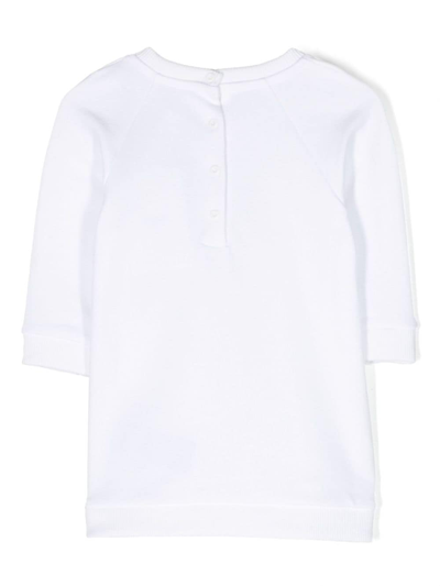 Shop Balmain Logo-print Cotton Sweatshirt Dress In White