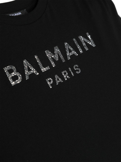 Shop Balmain Logo-embellished Cotton T-shirt In Black